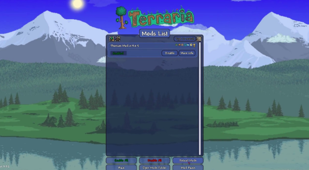 terraria does the latest thorium mod work with terraria 1.3.4.4